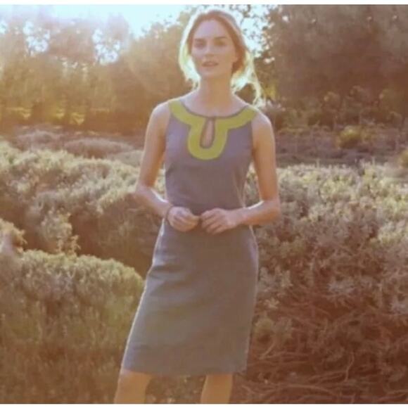 BODEN 100% LINEN Santorini Keyhole Button Shift Dress SZ 6 Sleeveless Mini Midi - Picture 5 of 9